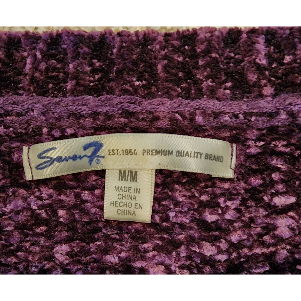 Women's Seven7 Purple Chenille Crew Neck Sweater M - Picture 2 of 4
